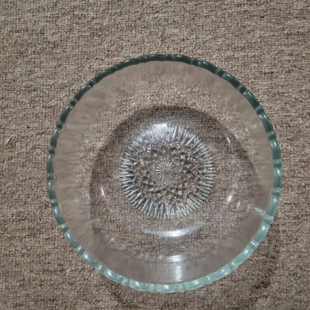 Heavy Elegant Clear Glass Bowl- Scalloped Edging